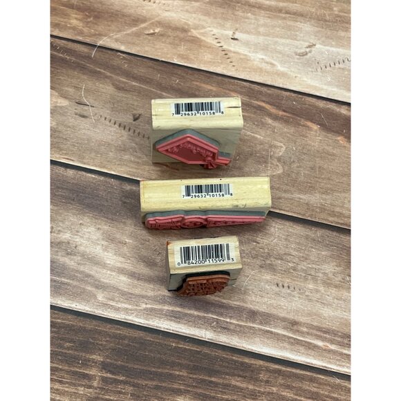 SET OF 3 STUDIO G STAMPCRAFT KATIE & CO HOLIDAY WOOD MOUNTED RUBBER STAMPS - Picture 2 of 6